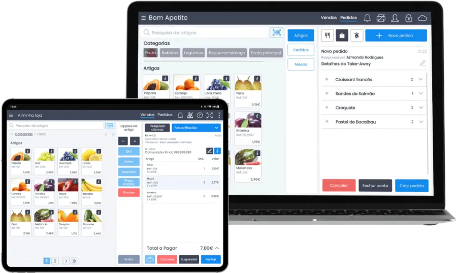Moloni POS a funcionar em terminal, portátil, tablet e telemóvel